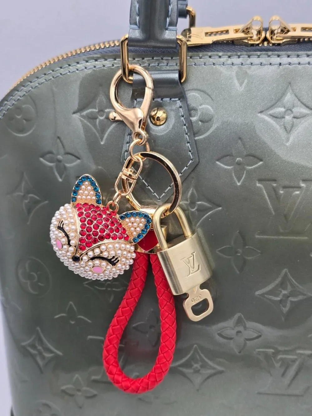 LV Gold Padlock 🔑 Authentic Louis Vuitton Charm + Unbranded Fox Head Keychain